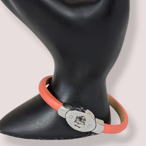 Fossil Orange Leather Steel Lock Bracelet - Picture 1 of 6